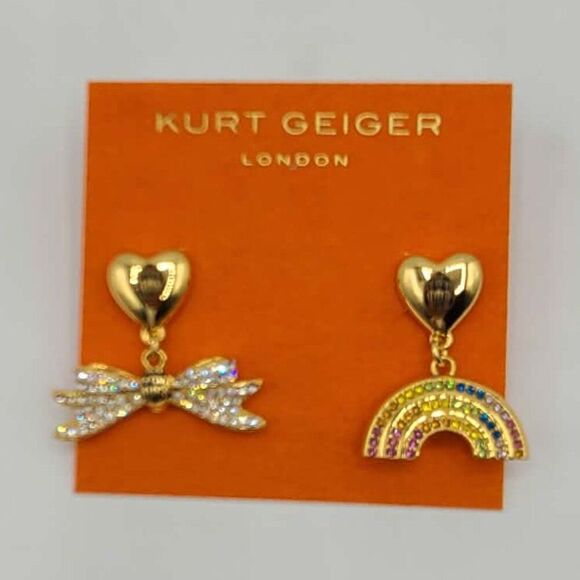 Kurt Geiger Bow Rainbow Mismatched Earrings NWT!NEW!